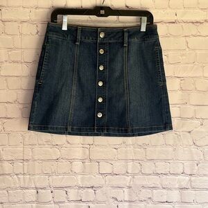 American Eagle Outfitters Dark Blue A-Line Button Up Skirt Woman’s Size‎ 8